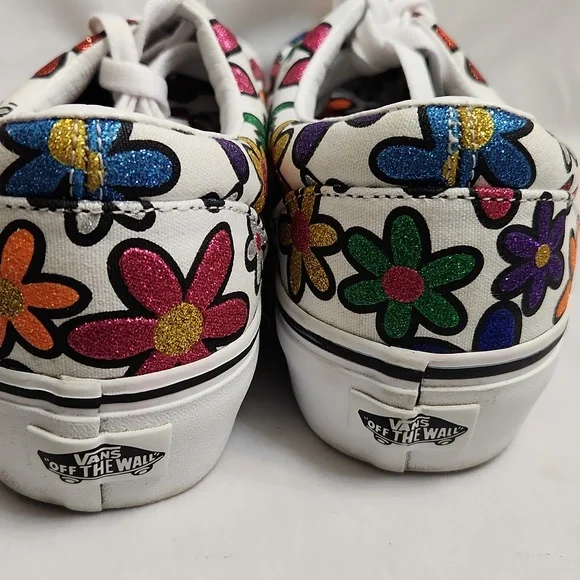 Vans Era Flower Multicolored Glitter Floral Platform Sneakers (Uni M 8, W 9.5) - Picture 10 of 13